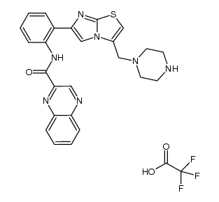 N-(2-(3-(piperazin-1-ylmethyl)imidazo[2,1-b]thiazol-6-yl)phenyl)quinoxaline-2-carboxamide 2,2,2-trifluoroacetate结构式