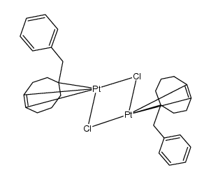 bis(μ-chloro)bis{(1,4,5-η3)-1-(phenhylmethyl)-4-cycloocten-1-yl}diplatinum(II)结构式