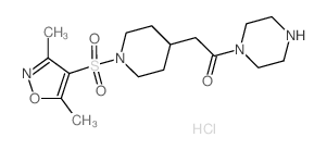 1-({1-[(3,5-Dimethylisoxazol-4-yl)sulfonyl]-piperidin-4-yl}acetyl)piperazine hydrochloride结构式