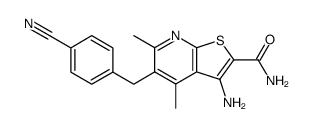 3-Amino-5-(4-cyano-benzyl)-4,6-dimethyl-thieno[2,3-b]pyridine-2-carboxylic acid amide结构式