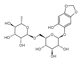 2-hydroxy-4,5-methylenedioxyphenol-1-O-α-L-rhamnopyranosyl-(1->6)-β-D-glucopyranoside结构式