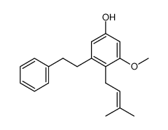 3-methoxy-5-hydroxy-2-(3-methyl-2-butenyl)bibenzyl结构式