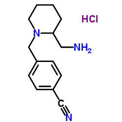 4-(2-Aminomethyl-piperidin-1-ylmethyl)-benzonitrile hydrochloride Structure
