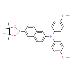 N,N-双(4-甲氧基苯基)-6-(4,4,5,5-四甲基-1,3,2-二氧杂硼烷-2-基)萘-2-胺结构式