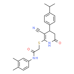 2-((3-cyano-4-(4-isopropylphenyl)-6-oxo-1,4,5,6-tetrahydropyridin-2-yl)thio)-N-(3,4-dimethylphenyl)acetamide picture