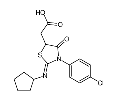 2-[3-(4-chlorophenyl)-2-cyclopentylimino-4-oxo-1,3-thiazolidin-5-yl]acetic acid Structure