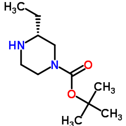 (R)-1-叔丁氧羰基-3-乙基哌嗪结构式