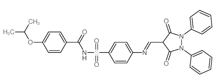 N-[4-[(3,5-dioxo-1,2-diphenyl-pyrazolidin-4-yl)methylideneamino]phenyl]sulfonyl-4-propan-2-yloxy-benzamide Structure
