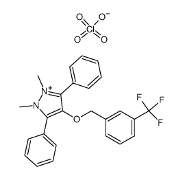 1,2-Dimethyl-3,5-diphenyl-4-(3-trifluoromethylbenzyloxy)pyrazolium perchlorate结构式