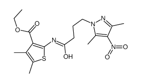 ethyl 2-[4-(3,5-dimethyl-4-nitropyrazol-1-yl)butanoylamino]-4,5-dimethylthiophene-3-carboxylate Structure