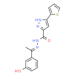 (E)-N-(1-(3-hydroxyphenyl)ethylidene)-3-(thiophen-2-yl)-1H-pyrazole-5-carbohydrazide结构式