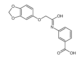 3-(2-(苯并[d][1,3]二氧代-5-基氧基)乙酰氨基)苯甲酸结构式