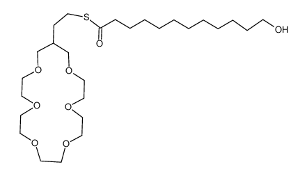 S-(2-(1,4,7,10,13,16-hexaoxacyclononadecan-18-yl)ethyl) 12-hydroxydodecanethioate结构式
