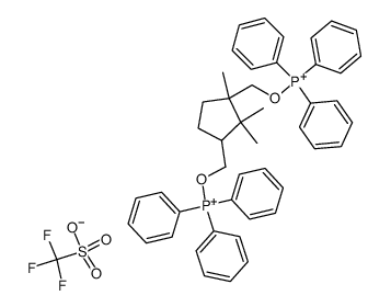 (+)-(1R,3S)-1,2,2-trimethylcyclopentane-1,3-diylbis[(methyleneoxy)triphenylphosphonium triflate]结构式