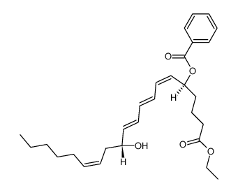 (5S,12R,6Z,8E,10E,14Z)-ethyl 5-benzoyloxy-12-hydroxyicosatetra-6,8,10,14-enoate Structure