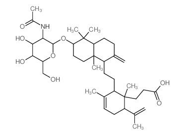 3-Cyclohexene-1-propanoicacid, 2-[2-[(1S,4aR,6S,8aR)-6-[[2-(acetylamino)-2-deoxy-b-D-glucopyranosyl]oxy]decahydro-5,5,8a-trimethyl-2-methylene-1-naphthalenyl]ethyl]-1,3-dimethyl-6-(1-methylethenyl)-,(结构式