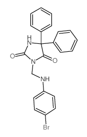 3-[[(4-bromophenyl)amino]methyl]-5,5-diphenyl-imidazolidine-2,4-dione structure