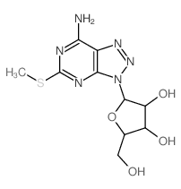2-(5-amino-3-methylsulfanyl-2,4,7,8,9-pentazabicyclo[4.3.0]nona-1,3,5,7-tetraen-9-yl)-5-(hydroxymethyl)oxolane-3,4-diol结构式