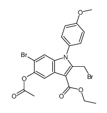5-Acetoxy-6-bromo-2-bromomethyl-1-(4-methoxy-phenyl)-1H-indole-3-carboxylic acid ethyl ester Structure