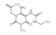 3-[4-amino-1-methyl-3-(2-methylprop-2-enyl)-2,6-dioxo-pyrimidin-5-yl]-1-ethyl-urea structure