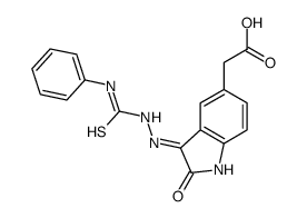 2-[2-oxo-3-[2-(phenylcarbamothioyl)hydrazinyl]indol-5-yl]acetic acid Structure