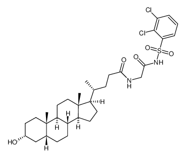 (R)-4-((3R,5R,8R,9S,10S,13R,14S,17R)-3-hydroxy-10,13-dimethyl-hexadecahydro-cyclopenta[a]phenanthren-17-yl)-pentanoic acid [2-(2,3-dichloro-benzenesulfonylamino)-2-oxo-ethyl]-amide结构式
