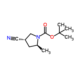 2-Methyl-2-propanyl (2S,4S)-4-cyano-2-methyl-1-pyrrolidinecarboxylate structure