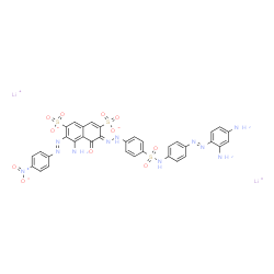 2,7-Naphthalenedisulfonic acid, 4-amino-6-4-4-(2,4-diaminophenyl)azophenylaminosulfonylphenylazo-5-hydroxy-3-(4-nitrophenyl)azo-, lithium salt structure