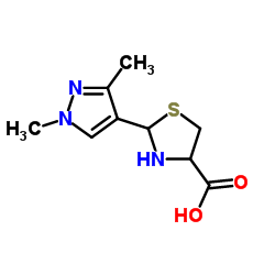 2-(1,3-Dimethyl-1H-pyrazol-4-yl)-1,3-thiazolidine-4-carboxylic acid Structure