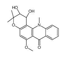 (1R,2R)-1,2-dihydroxy-6-methoxy-3,3,12-trimethyl-1,2-dihydropyrano[2,3-c]acridin-7-one结构式