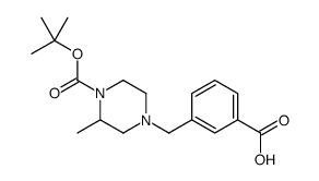 1-(3-羧基苯基甲基)-3-甲基-4-boc 哌嗪结构式