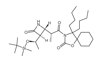 (3S,4R)-3-[(R)-1-(t-Butyldimethylsilyloxy)ethyl]-4-[(R)-1-(4,4-dibutyl-5,5-pentamethylene-2-oxazolidone-3-carbonyl)ethyl]-2-azetidinone结构式