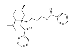 (3R)-3-(((2S,5R)-2-isopropyl-5-methyl-1-(2-oxo-2-phenylethyl)cyclohexyl)oxy)butyl benzoate结构式