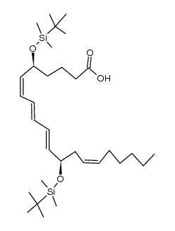5(S),12(R)-bis[(tert-butyldimethylsilyl)oxy]-6(7),8(E),10(E),14(Z)-eicosatetraenoic acid Structure