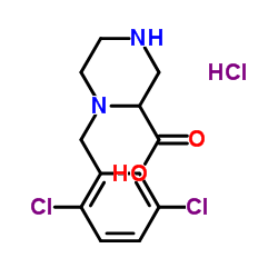 1-(2,5-Dichlorobenzyl)-2-piperazinecarboxylic acid hydrochloride (1:1) Structure