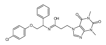 N-[2-(4-chlorophenoxy)-1-phenylethyl]-3-(1,3-dimethyl-2,6-dioxopurin-7-yl)propanamide结构式