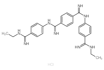 1,4-Benzenedicarboximidamide, N, N-bis[4-[ (ethylamino)iminomethyl]phenyl]-,tetrahydrochloride structure