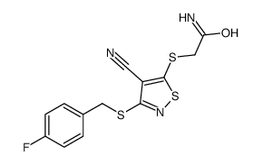 2-[[4-cyano-3-[(4-fluorophenyl)methylsulfanyl]-1,2-thiazol-5-yl]sulfanyl]acetamide Structure