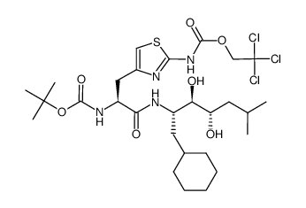 2,2,2-trichloroethyl (1S-(1R*(R*),2S*,3R*))-(4-(3-((1-(cyclohexylmethyl)-2,3-dihydroxy-5-methylhexyl)amino)-2-(((1,1-dimethylethoxy)carbonyl)amino)-3-oxopropyl)-2-thiazolyl)carbamate结构式