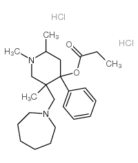 [5-(azepan-1-ylmethyl)-1,2,5-trimethyl-4-phenyl-4-piperidyl] propanoate dihydrochloride结构式