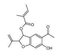 (5-acetyl-6-hydroxy-2-prop-1-en-2-yl-2,3-dihydro-1-benzofuran-3-yl) (E)-2-methylbut-2-enoate结构式