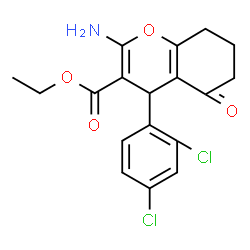 Ethyl 2-amino-4-(2,4-dichlorophenyl)-5-oxo-5,6,7,8-tetrahydro-4H-chromene-3-carboxylate结构式
