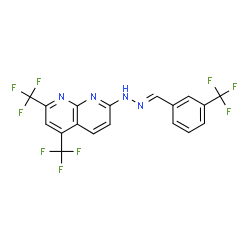 Benzaldehyde, 3-(trifluoromethyl)-, [5,7-bis(trifluoromethyl)-1,8-naphthyridin-2-yl]hydrazone (9CI)结构式