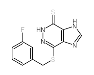 2-[(3-fluorophenyl)methylsulfanyl]-3,4,7,9-tetrazabicyclo[4.3.0]nona-1,6,8-triene-5-thione结构式