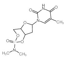 1-(4-dimethylamino-4-oxo-3,5,9-trioxa-4$l^C12H18N3O6P-phosphabicyclo[4.3.0]non-8-yl)-5-methyl-pyrimidine-2,4-dione结构式