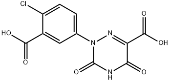 2-(3-carboxy-4-chlorophenyl)-3,5-dioxo-2,3,4,5-tetrahydro-1,2,4-triazine-6-carboxylic acid structure