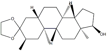 17α-Hydroxy-2α-methyl-5α-androstan-3-one ethylene acetal structure