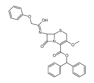 diphenylmethyl (6R-trans)-3-methoxy-8-oxo-7-(phenoxyacetamido)-5-thia-1-azabicyclo[4.2.0]oct-2-ene-2-carboxylate Structure