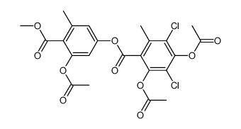 2,4-Bis(acetyloxy)-3,5-dichloro-6-methylbenzoic acid 3-(acetyloxy)-4-(methoxycarbonyl)-5-methylphenyl ester结构式