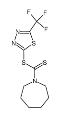 azepane-1-carbodithioic acid 5-trifluoromethyl-[1,3,4]thiadiazol-2-yl ester结构式